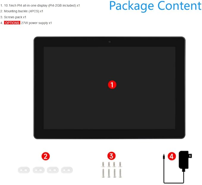Industrial HMI All-in-one 10.1inch Touch Display Compatible with Raspberry Pi 4 (Included), Supports Dual 4K HDMI Output, 10-Point Touch, Aluminum Alloy Case @XYGStudy (PI4-HMI-101D)