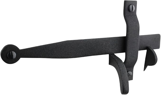 Renovators Supply Manufacturing Black Cast Iron Norfolk Door Latches Traditional Gate Or Door 8" Tall Thumb Latches Black Powder Coated Two Sided Gate Latch Locks with Mounting Hardware Pack of 2