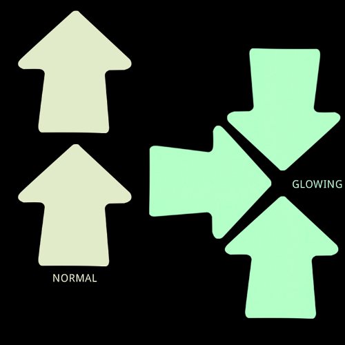 ProTapes Pro Glow Arrows Glow In The Dark Phosphorescent Vinyl Tape, Directional Arrows, 2" Height, 15 mils Thick (1 Bag; 25 Arrows)