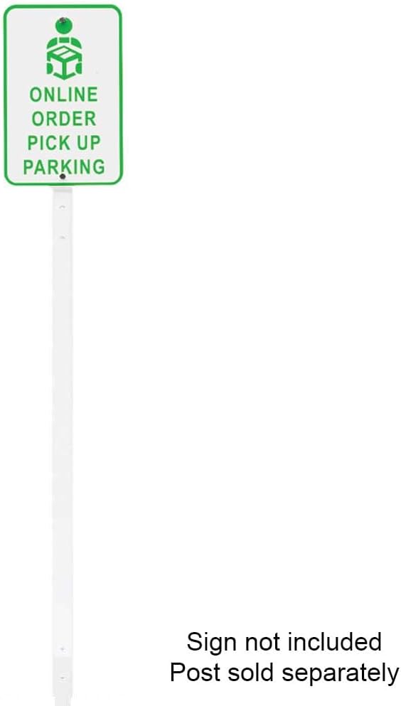 Plasticade Power Post Plastic Sign Post for Parking, Traffic and Property Signs, Reinforced, Lightweight Square Post for Durability and Wind Resistance, 72" x 1.75", 3.6 lbs., White, Base Not Included