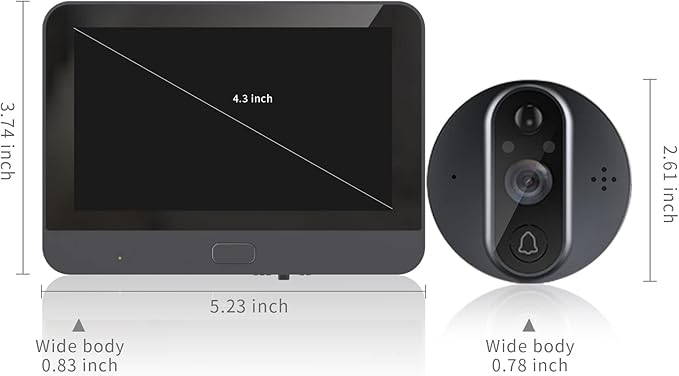 WiFi Video Doorbell for Apartment,Peephole Camera with 4.3" LCD Display,1080P, 120° Wide Angle, Night Vision,Motion Detection,2-Way Audio,Digital Peephole veiwer,Smart Life App Compatible