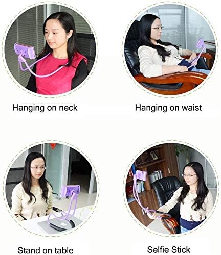 Chapter Seven Universal Smart Mobile Phone Stand,Hanging on Neck Cell Phone Mount Holder, Flexible Lazy Bracket DIY Free Rotating for Multiple Functions (White)