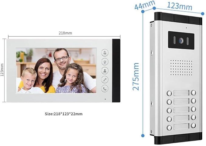 Wired Video Intercom System,7 Inch Ring Video Doorbell with IR Night Vision,HD Camera Kits,IR Outdoor Camera,Dual-Way Intercom for Villa Home Office Apartment (1 Bell +10 Monitor)