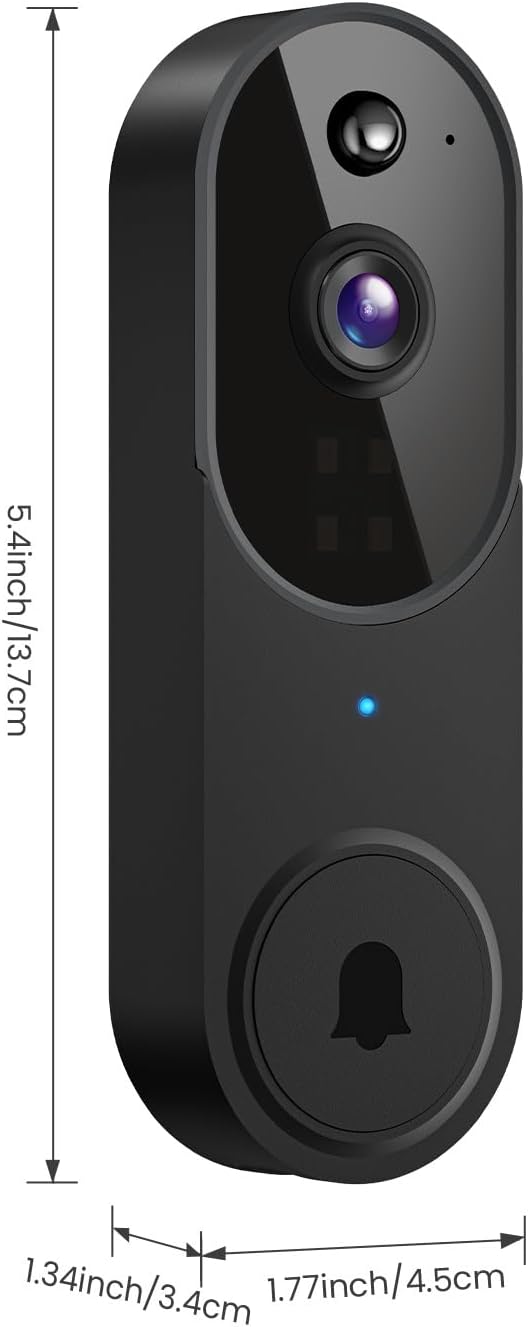 1080P Smart Wireless Video Doorbell Camera, Night Vision, Real-Time Alerts, AI Human Detection, Two-Way Talk, Cloud Storage, Night Vision, Battery Rechargeable(Receiver not Included)