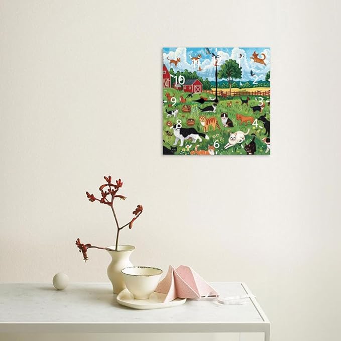 10 in Dog Pooping -269 Wood Wall Clock – Digital Time Display, Smart Home Compatible for Bedside or Workspace
