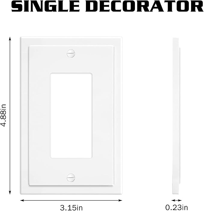 1-Gang Modern Edge Decorative Wall Plate Cover Switch Outlet Single Decorator Electrical Faceplate for Light Switches, Smart Switch, GFCI, Dimmers, Receptacle, USB Outlet (10 Pack, Single Decorator)