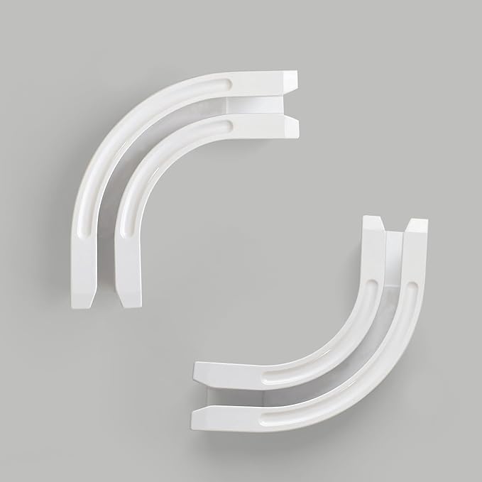 90° Curved Connectors for Ceiling Curtain Track/Wall Mounted Room Divider Curtains Tracks, White 2 PCS
