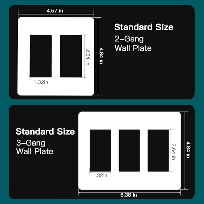 TREATLIFE Screwless Decorator Wall Plates, Standard Size 3-Gang Light Switch Plate, Outlet Covers White, 1 Pack 3-Gang Wall Plates Light Switch Cover