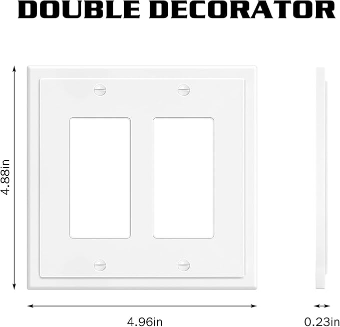 2-Gang Modern Edge Decorative Wall Plate Cover Switch Outlet Double Decorator Electrical Faceplate for Light Switches, Smart Switch, GFCI, Dimmers, Receptacle, USB Outlet (10 Pack, Double Decorator)