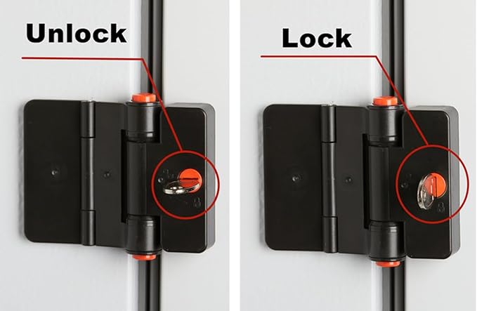 Refrigerator Adhesive Locks Double Button Fridge Door Lock with Key, Child Proof Freezer Cooler Door Lock, Child Baby Safety File Drawer Lock and Cabinet Locks (Black, 2)