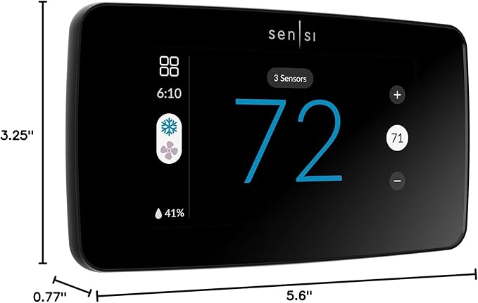 Sensi Touch 2 Smart Thermostat with Touchscreen Color Display, 100 Years of Expertise, Programmable, Wi-Fi, Data Privacy, Easy DIY, Works with Alexa, Energy Star Certified, ST76, C-Wire Required