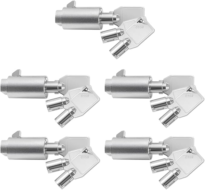 Tubular Key Lock for Vending Machines - Vending Machine Locks Keyed Alike, 3Pcs Keys, Zinc Alloy, Chrome (5 Pack)