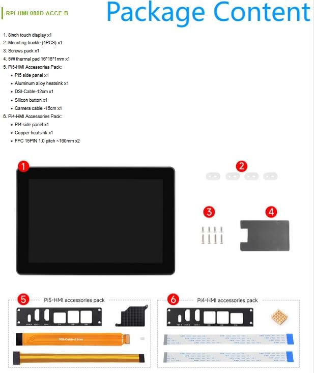 Industrial HMI All-in-one Touch Display for Raspberry Pi 4 5, 8inch Screen Monitor, Dual 4K HDMI Output, 10-Point Touch @XYGStudy (RPI-HMI-080D-ACCE-B)