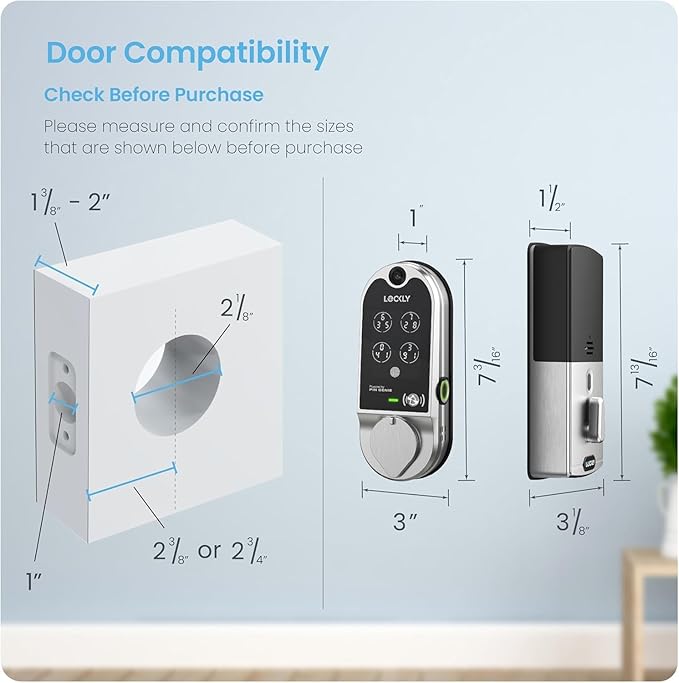 Lockly Vision Smart Lock, HD Video Doorbell Smart Locks for Front Door, Fingerprint Door Lock, Touchscreen Keypad, App Control, No Monthly Fee, Auto Lock