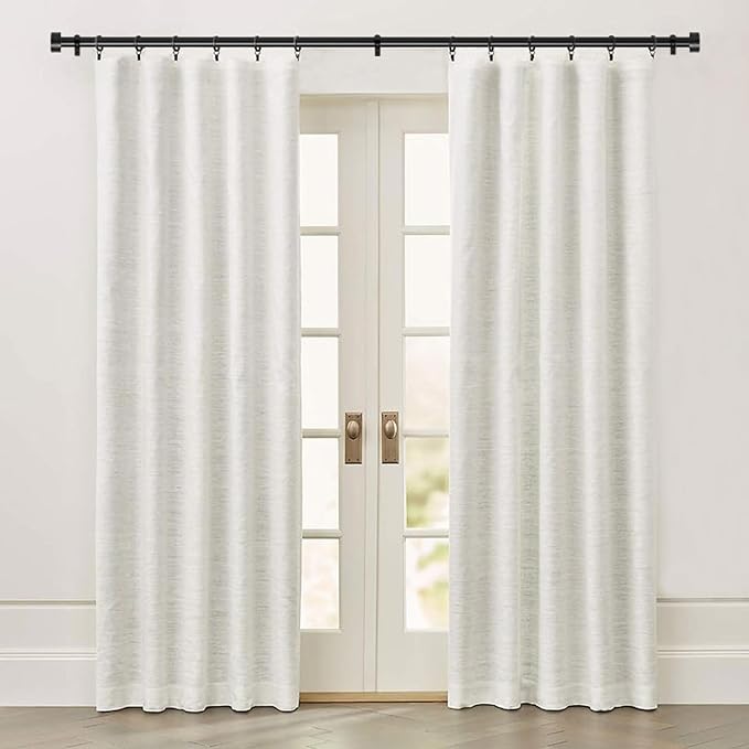 Black Curtain Rod for Windows 18 to 144 Inches, 1 Inch Adjustable Drapery Pole, Heavy Duty Outdoor/Indoor Modern Curtain Rods, Easy Installation(Black 18"-144")