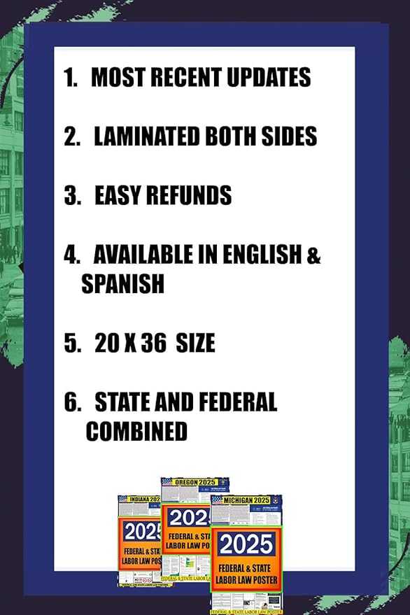 2026 Washington (WA) State Labor Law Poster - State, Federal and OSHA Compliant Laminated Poster - Ideal for Posting in The Workplace - Perfect for Common Rooms and Cafeterias - 20 Inch by 36 Inch