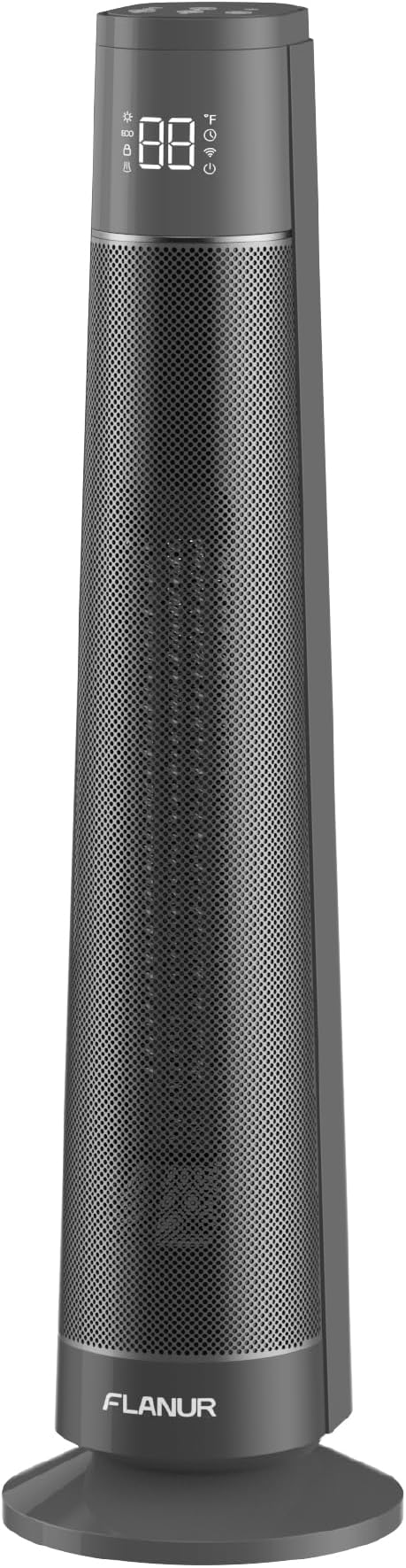 Indoor Electric Space Heaters, 1500W PTC Ceramic Heater with APP & Remote Control, 70° Oscillation for 220 sq.ft, 3 Heat Modes & 12H Timer, 45dB Space Heaters for Office & Home Use, Grey