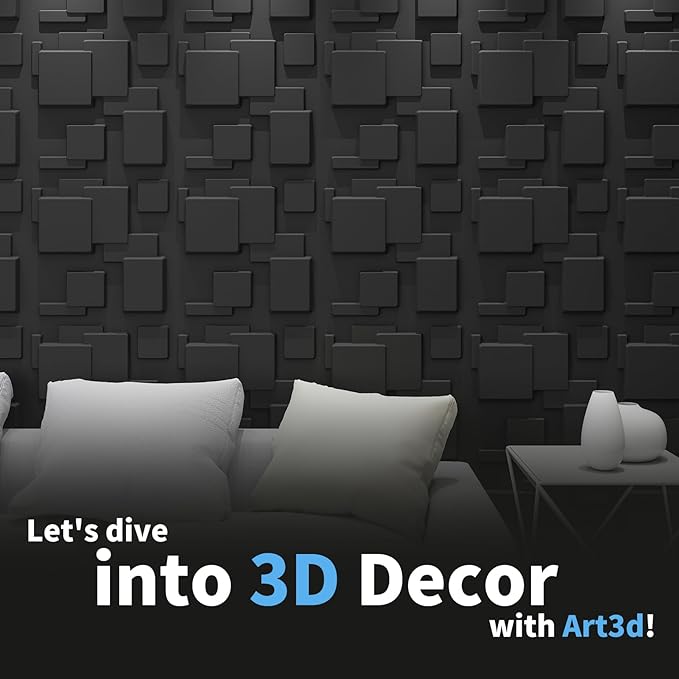 Art3d 19.7" x 19.7" (Pack Of 12) Wall Panel City, Black