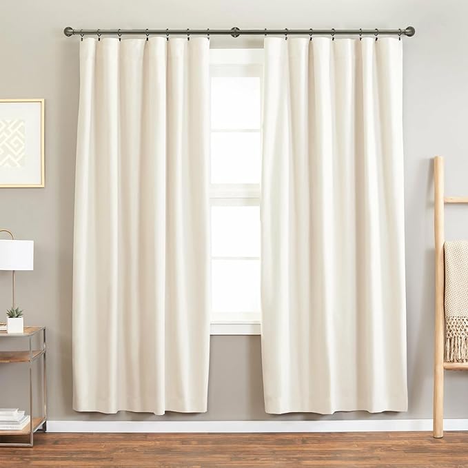 Industrial Curtain Rods 18 to 88 in,Blackout Curtain Rod,Adjustable Length,1 in Diameter Pipe,Wall or Ceiling Mounted,for Bedroom and Living Room (Antique Silver 18” to 88”)