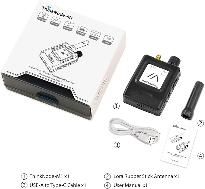 ELECROW LoRa Meshtastic Transceiver with GPS and nRF52840 - ThinkNode M1 with 1.54" EPD Screen and Case, SX1262 Wireless Module 915MHz, 1200mAh Battery for Meshtastic