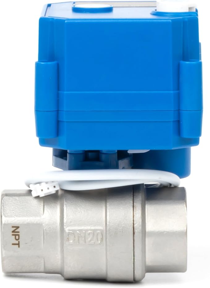 U.S. Solid Motorized Ball Valve with Manual Function - 3/4" Stainless Steel, Full Port, 85-265V AC, 2-wire Automatic Return, Normally Closed