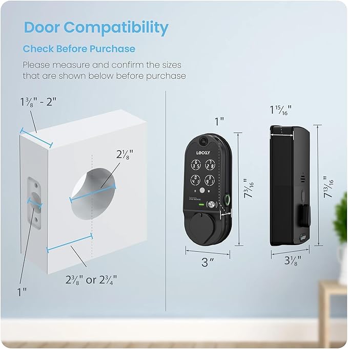 Lockly Vision Smart Lock, HD Video Doorbell Smart Locks for Front Door, Fingerprint Door Lock, Touchscreen Keypad, App Control, No Monthly Fee, Auto Lock - Matte Black