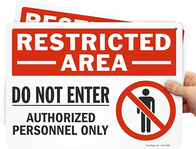 SmartSign 2-Pack 'Restricted Area Do Not Enter Authorized Personnel Only' OSHA Metal Sign - 10" x 14", 40 mil Laminated Rustproof Aluminum, Fade-Resistant, Red, Black and White, Made in USA