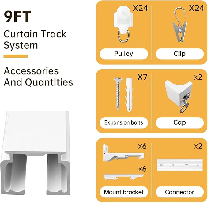 Curtain Tracks Ceiling Wall Mounted Heavy-Duty Curtains Rails Room Divider Curtain Track for Living Room Bedroom Room Shower Divider White 3ft To 9 ft…