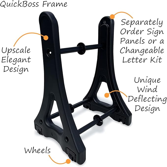 SmartSign 24"x36" Changeable Message Board Sidewalk Sign, Standard Portable A-Frame Sign & Letter Kit for Outdoor, Business, Large Black Standing Frame with Wheels, USA-Made