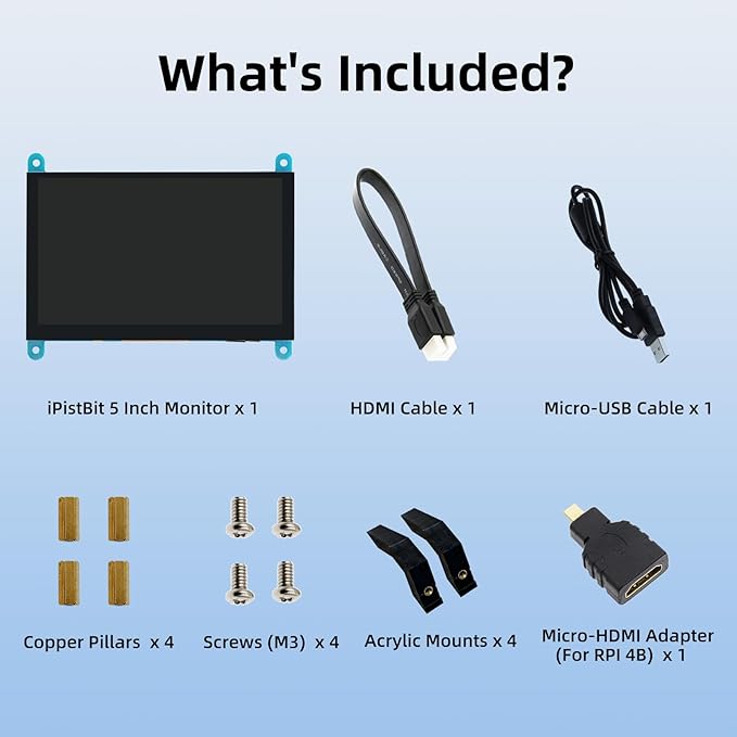 5'' Raspberry Pi Monitor, Capacitive Touchscreen Monitor 800x480 HDMI IPS Screen for Raspberry Pi 5 4 3 2 Zero BB, Driver-Free