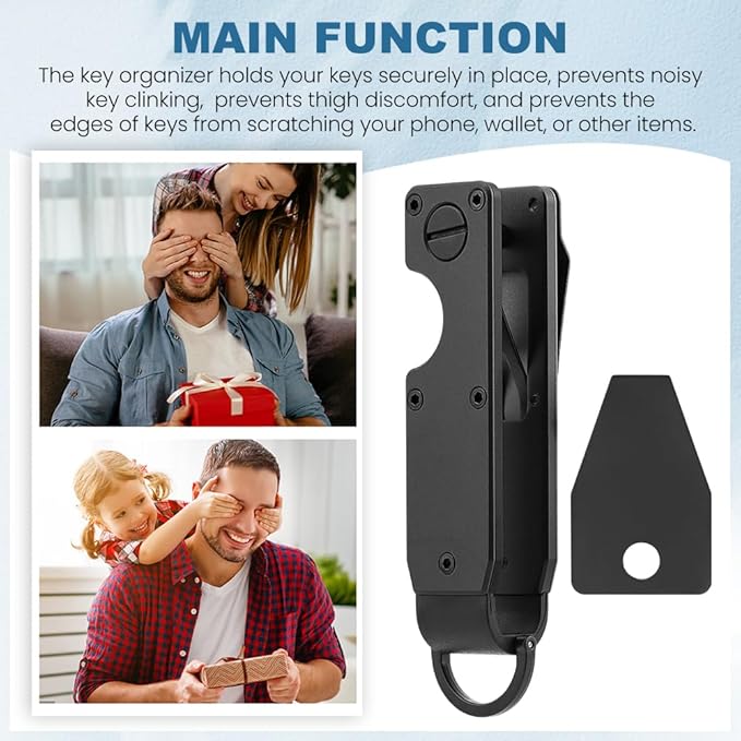 Key Organizer With Key Handle,Compact Met-allic Key Holder,Met-allic Key Organizer,Smart Keychain Secures 1-5 Keys
