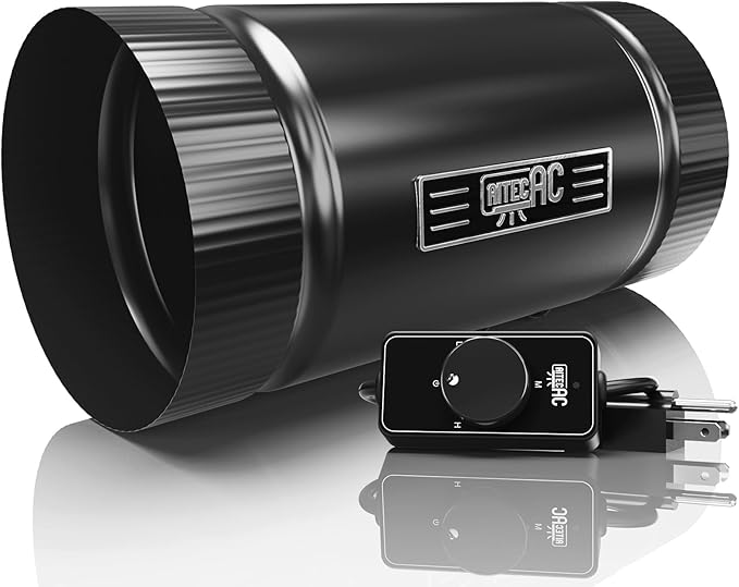 4 Inch Inline Duct Fan with Speed Controller –130 CFM, Ultra-Quiet 48dB, 5W Energy Efficient – for Grow Tents, Hydroponics, Attic, Greenhouse, Ventilation, Exhaust (4in Inline Fan)
