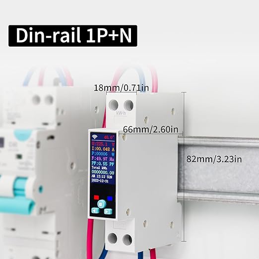 Smart Wifi Switch, 1P+N AC90-240V 1-50A, Smart Life/Tuya APP Remote Control, with Power Monitoring, Export/Clear Power Data, DIN Rail Mounted, with LCD Display, Recloser Function, FCC Certified