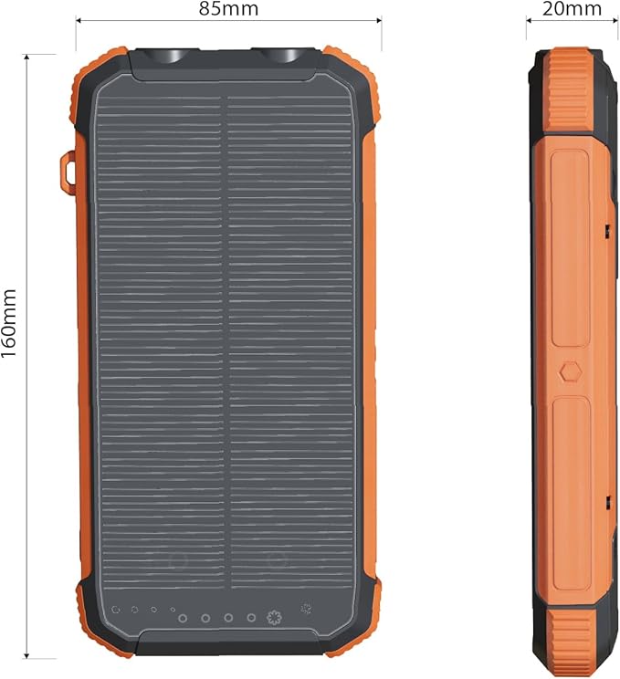 ERRBBIC Solar Charger Power Bank 20000mAh, Portable Wireless Charger, 15W Fast Charging External Battery Pack with Dual Flashlight and USB C Outputs. Outdoor Mobile Power Compatible with Cell Phones