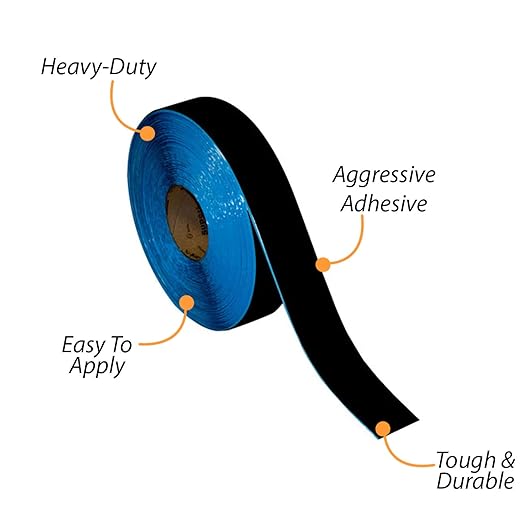 SmartSign Black 2 inch x 100 feet Floor Marking Tape, 32 mil Vinyl Floor Tape, Superior Mark Industrial Use Safety Tape with Beveled Edges, Strong Adhesive, for Gym/Warehouse/Courts