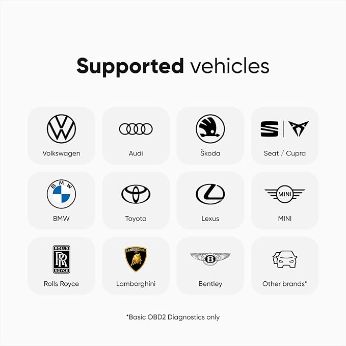 OBDeleven OBD2 Diagnostic Tool Scanner for Audi Seat Cupra Skoda Volkswagen BMW Mini Toyota (Android & iOS, Next Gen Device)