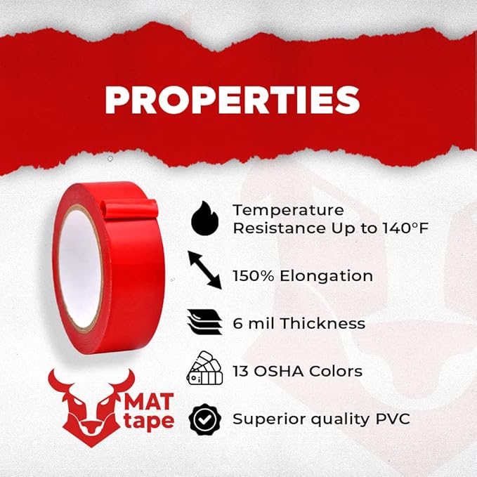 MAT Vinyl Marking Tape Black - 4 inch x 36 yds. for Safety Floor Marking (School Gym, Restaurants, Warehouse), Dance Floor Splicing, Pinstriping Cars & Boats