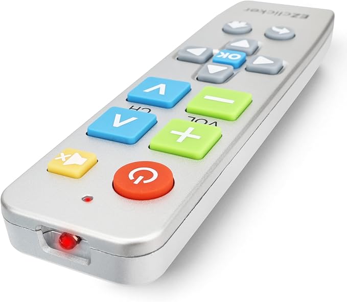 Big Button Universal TV Remote (Silver) Simple Easy to Use, Great for Seniors, Works with Major TV Brands (2xAAA Batteries Not Included)