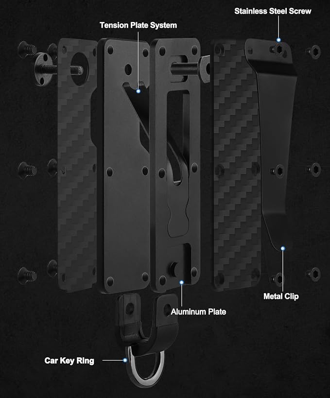 Mens Key Organizer - Compact Metallic Key Holder | Minimalist Innovative Keyholder | Smart Keychain Secures 1-5 Keys