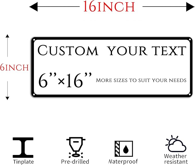custom street sign,Custom Sign, Aluminum Weatherproof Metal Sign Multiple Sizes,indoor, Customize for Doorplates, nameplates, Business, Workplace, office, Home, Delivery Signs(6 * 16 Inch)