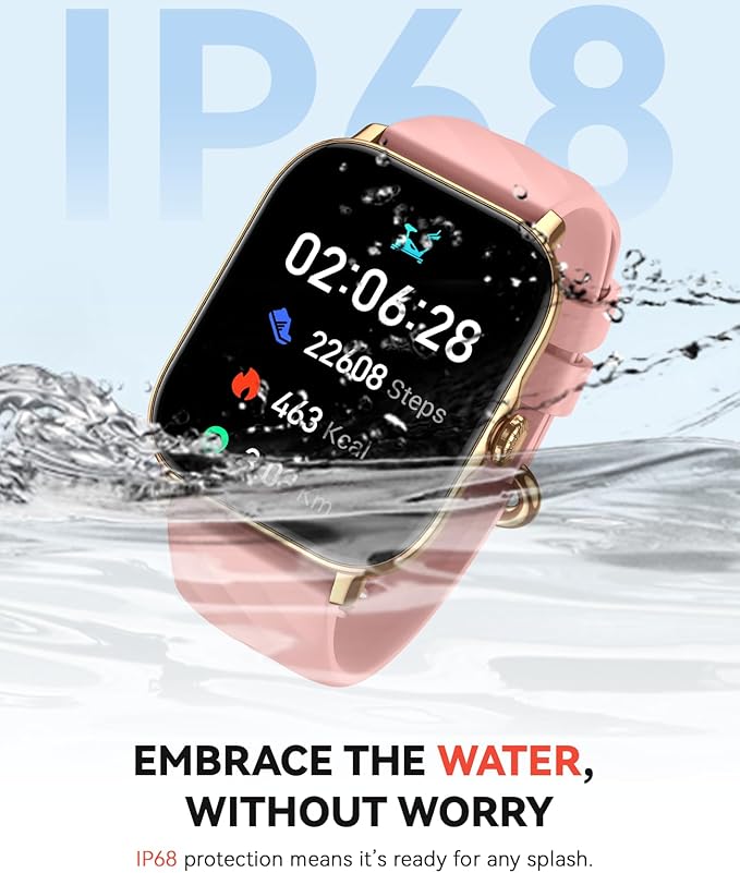 Smart Watches Fitness Tracker for Men Women with Step Counter, Sleep / Calorie Monitor, Pedometer, IP68 Waterproof, 120+ Sports for iPhone Android, 1.91”HD Touchscreen Smartwatch (Casual, Pink, 1.91)