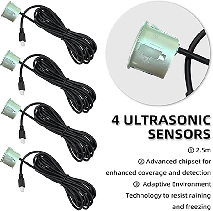 New Feature Rear Parking Sensor with Selectable Distance in Feet, Bidirectional Display Options, and Customizable Numeric Orientation and There are 18 Color Probes to Choose from(Silver)
