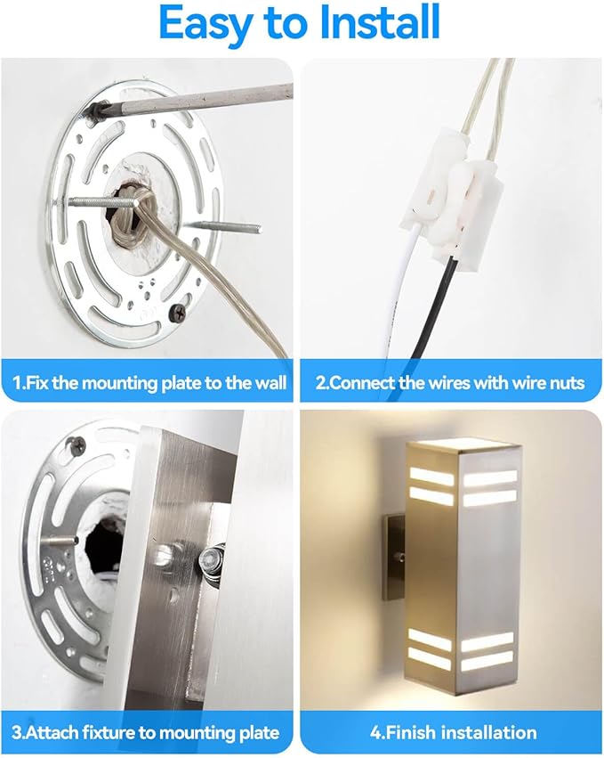 KIZON Modern Dusk to Dawn Outdoor Wall Light, Stainless Steel Up and Down Sconce with E26 Base, Includes 3000K Bulbs, Waterproof Exterior Lighting Fixture for House Porch Garage Entryway
