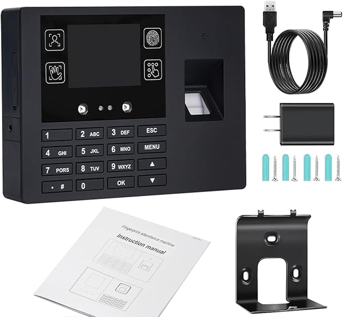 Employee Time Clocks for Small Business, Versatile 4 in 1 Time Machine (Face + Fingerprint + Palm Print + PIN), Clock in & Out Attendance Machine Punch Clock