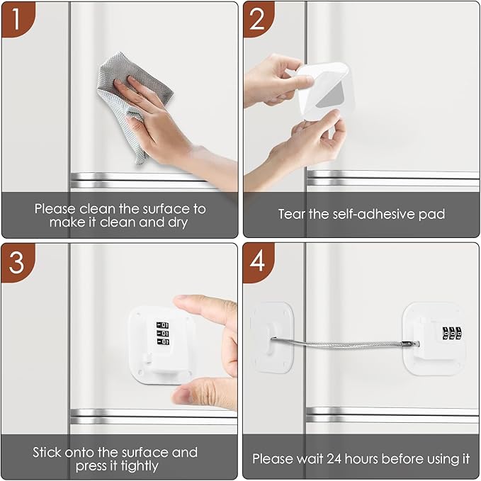Refrigerator Lock, Combination Lock for Refrigerator Cabinets, Drawers, Heavy Duty Fridge Lock, Easy Install No Keys Needed (White-1Pack)