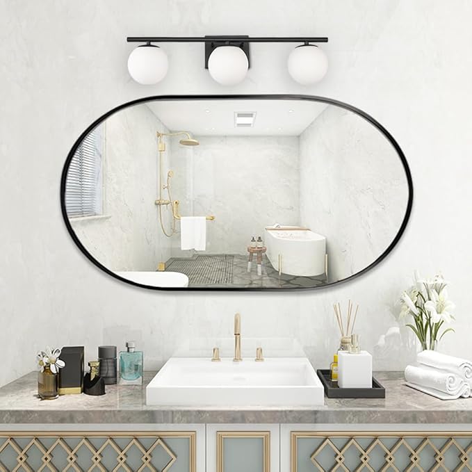 New Bathroom Vanity Light Fixtures 3 Lights Brushed Black Milk White Globe Glass Shade Modern Wall Bar Sconce Over Mirror (Exclude G9 Bulb)