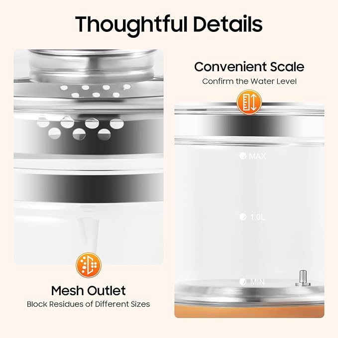 Electric Glass Kettle For Boiling Water For 1.8 L Temperature Control Tea Maker With 18 Smart Menu Bpa-Free & Boil-Dry Protection For Health Medicine Meals Scented Tea