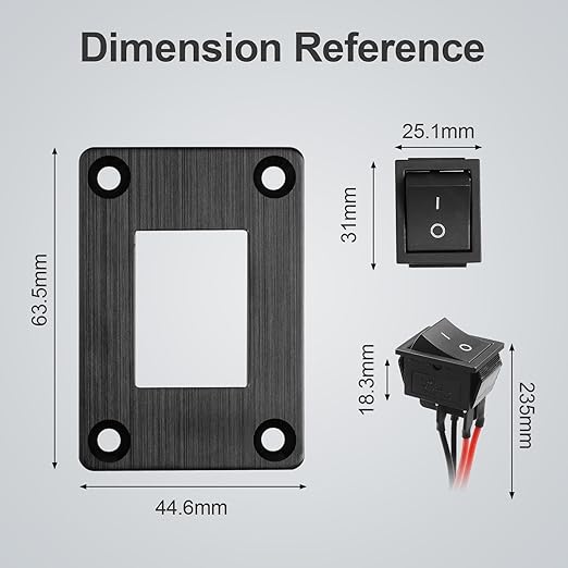 1Pcs Black KCD4 Boat Rocker Switch 2-Position 4-Pin Pre-Wired DPST Panel Switch 16A 250VAC 20A 125VAC, CE