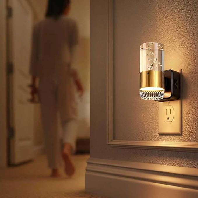 LED Night Light Plug into Wall with Dusk to Dawn Sensor,0-100LM Brightness Acrylic Nightlight with 3 Adjustable Color(3000K/4500K/6000K),2 Pack (Copper)