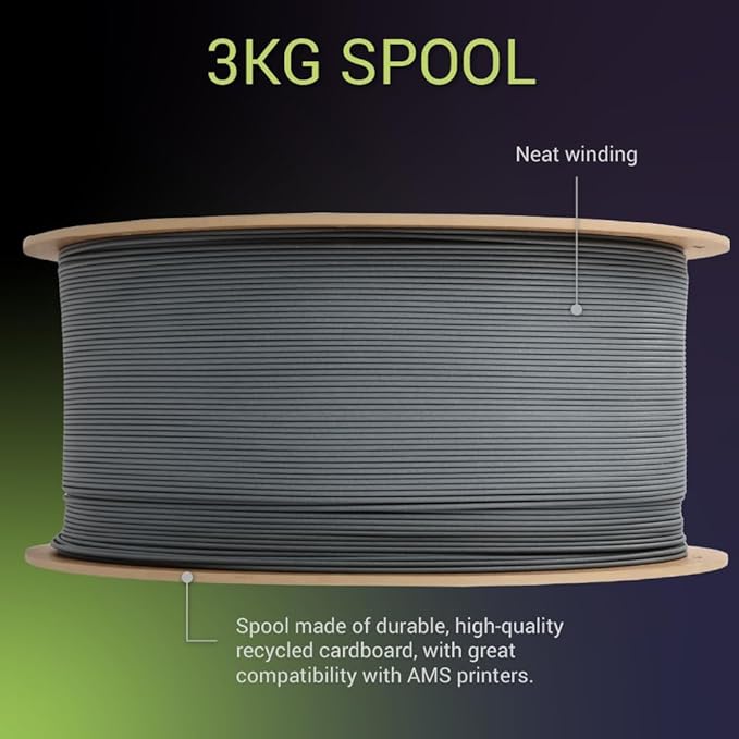 Polymaker Fiberon PA6-GF Glass Fiber Nylon Filament 1.75mm Grey 3kg, Fiberon PA6-GF Nylon Warp Free 1.75mm 3D Printing Filament